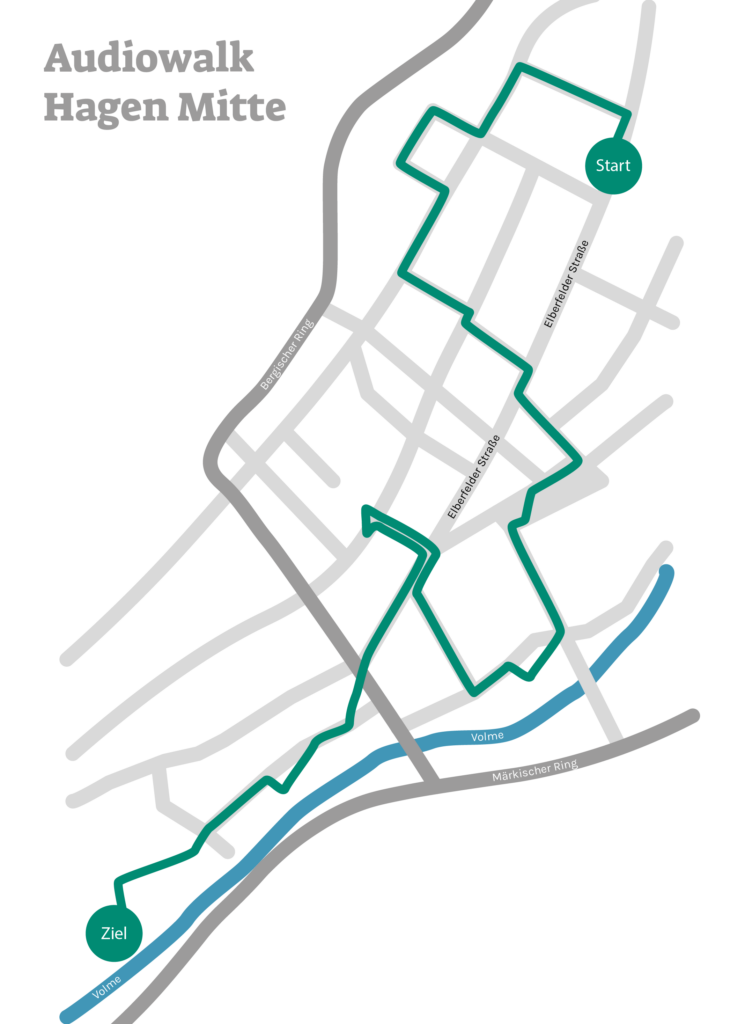 Hier wird die Route des Audiwalks als Grafik gezeigt